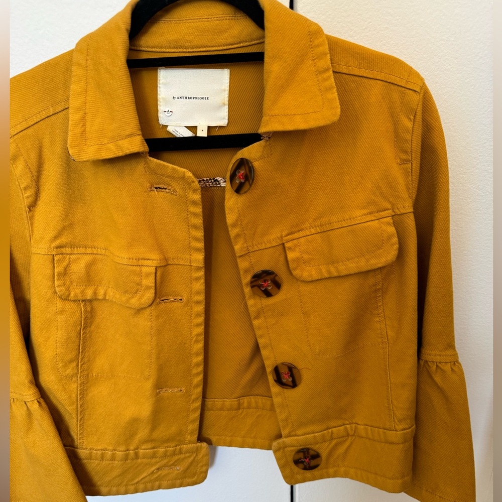 Anthropologie cropped jacket in burnt orange color